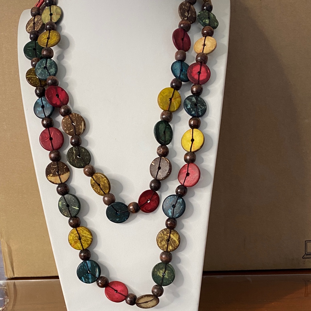 Boho Multicolor Wooden Bead Necklace